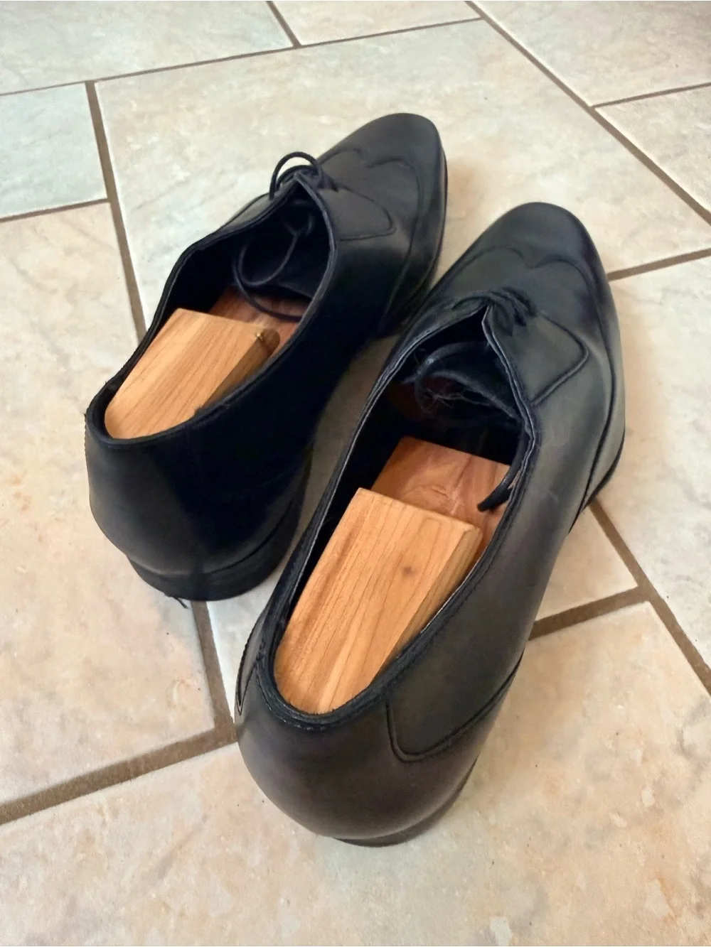 Zara Man Men’s Black Leather Wingtip Oxford Dress Shoes EU 43 US 10
